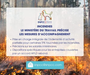 Incendies : le ministère du Travail précise les mesures d’accompagnement
